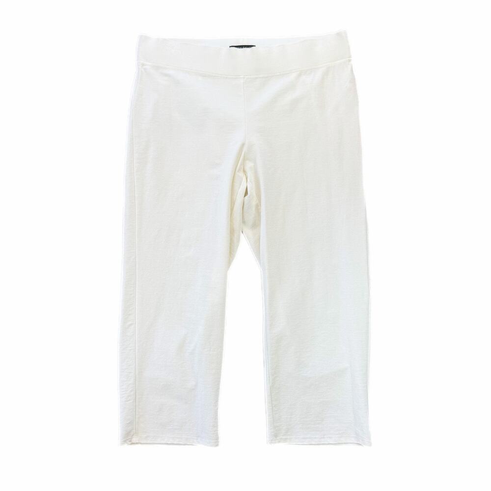 Eileen Fisher White Pull On Summer Travel Vacation Coastal Cropped Capri Pants